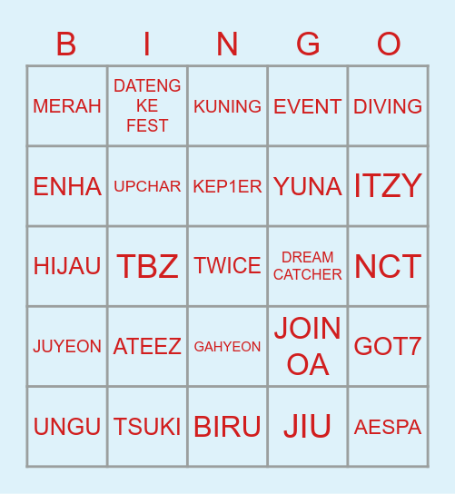 PUNYA GFAHYEON Bingo Card