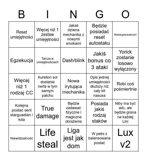 Zerii Bingo Card