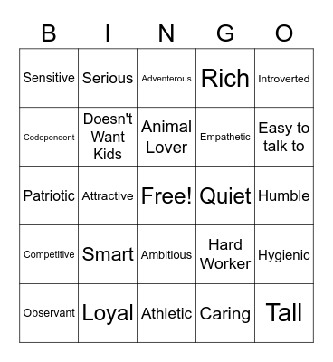 Safe Dates Bingo Card