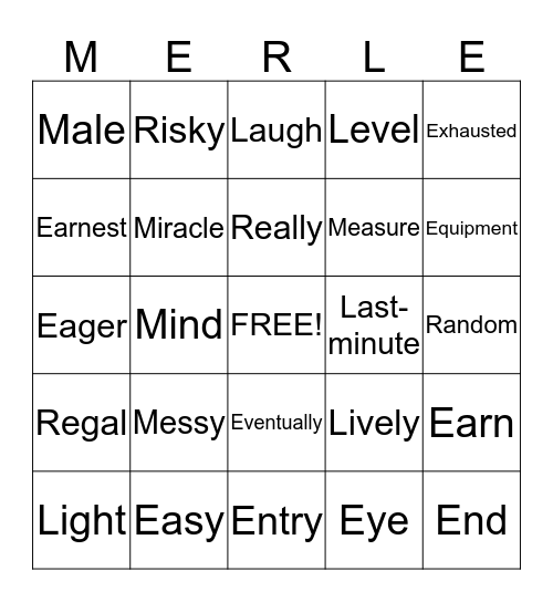 MERLE Bingo Card