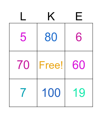 Los numeros Bingo Card