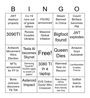 2022 Bingo Card