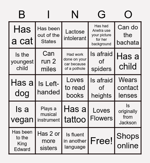 Get to Know You Bingo Card