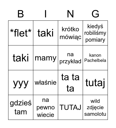 TKBingo Card