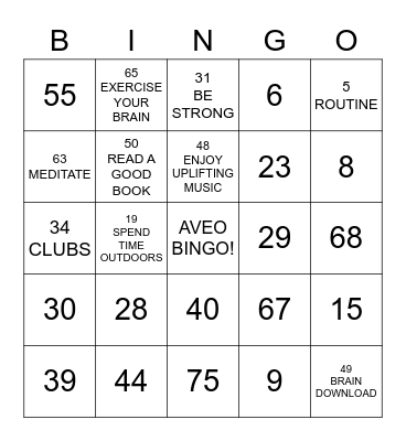Number Bingo 1-75 Bingo Card