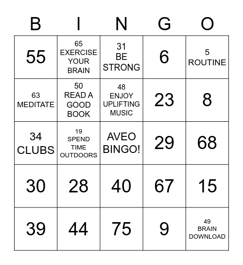 Number Bingo 1-75 Bingo Card