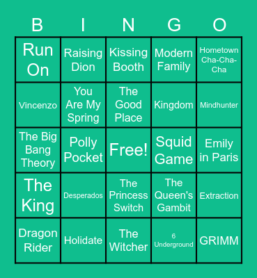 NETFLIX Bingo Card