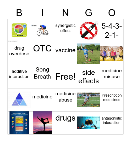 Medicine & Drug Vocab Bingo Card