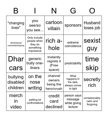 Life lesson channels Bingo Card