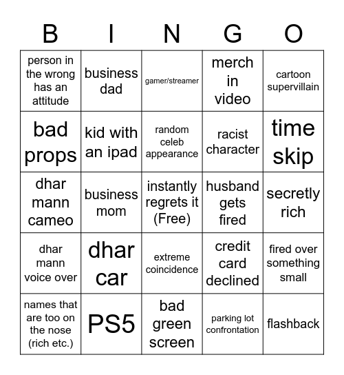 dhar mann bingo Card