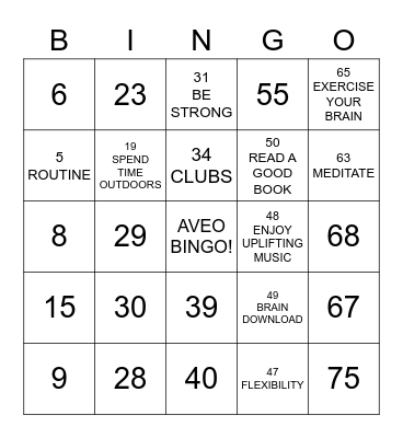 Number Bingo 1-75 Bingo Card