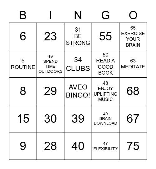 Number Bingo 1-75 Bingo Card