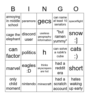 zeeb Bingo Card