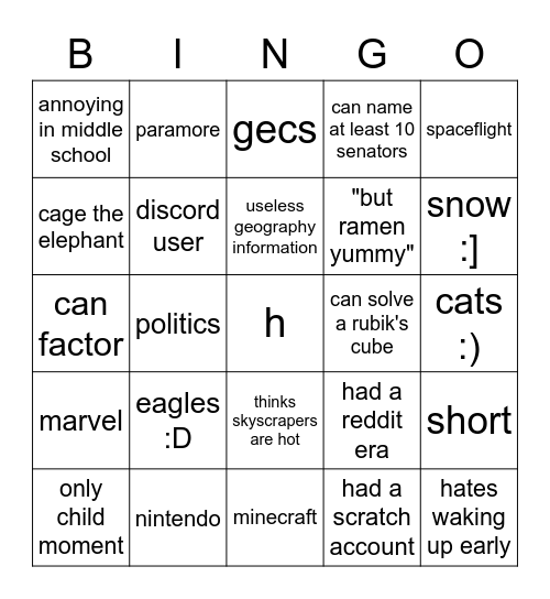 zeeb Bingo Card