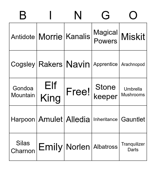 Amulet The Stonekeeper Bingo Card