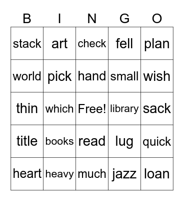 A Library to Go Bingo Card