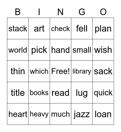 A Library to Go Bingo Card