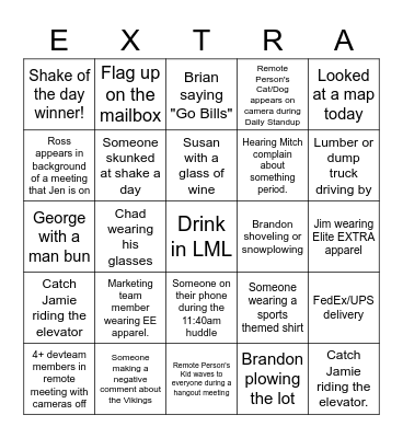 EXTRA Bingo Card