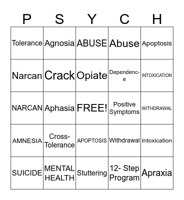 PSYCH-O Bingo Card