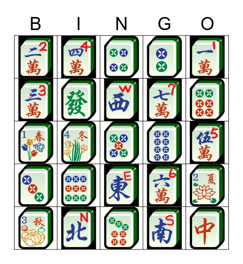 Mahjong Bingo Card