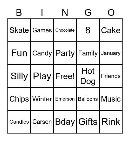Carson's BINGO Card