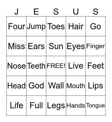 JESUS Bingo Card