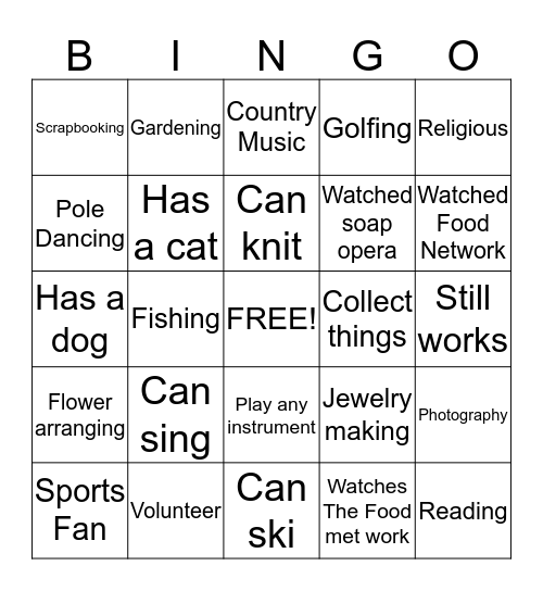 HUMAN BINGO Card