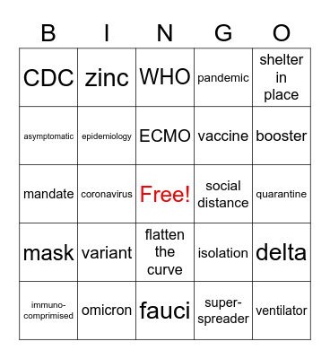 COVID Bingo Card