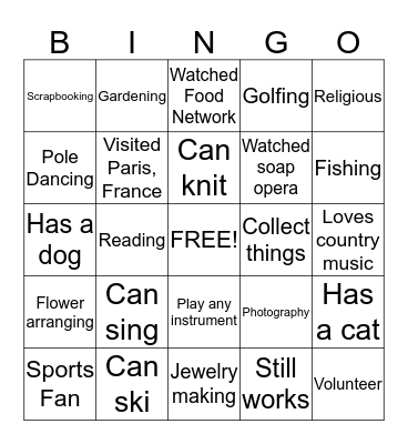 HUMAN BINGO Card
