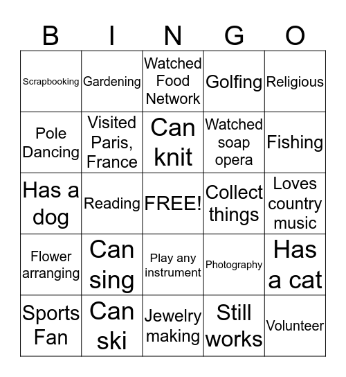 HUMAN BINGO Card