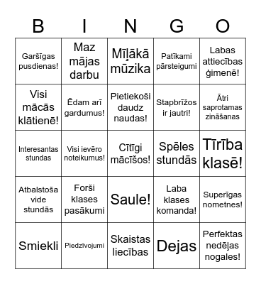 KLASES BINGO 2022 gadam! Bingo Card