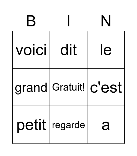 BINGO (liste rouge) Bingo Card