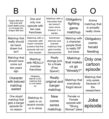 Death Battle Season 9 Bingo Card