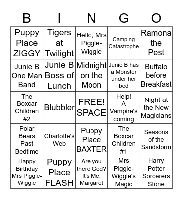 Summer Reading Bingo Card