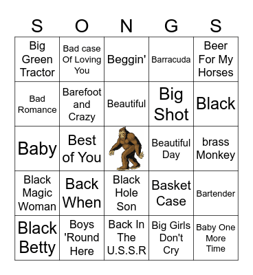 "B" Bingo Card