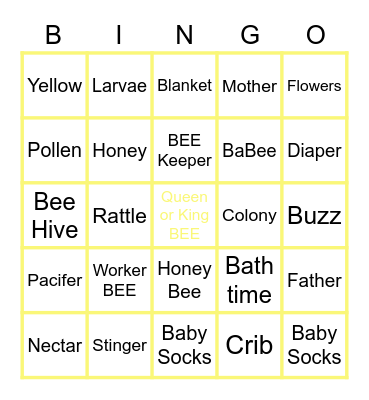 Honey BEE BINGO Card