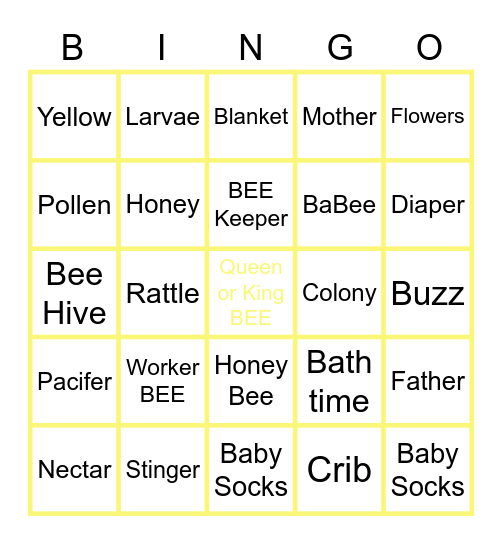 Honey BEE BINGO Card