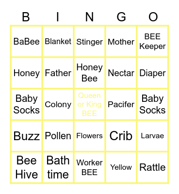 Honey BEE BINGO Card