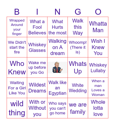 "W" Songs Bingo Card