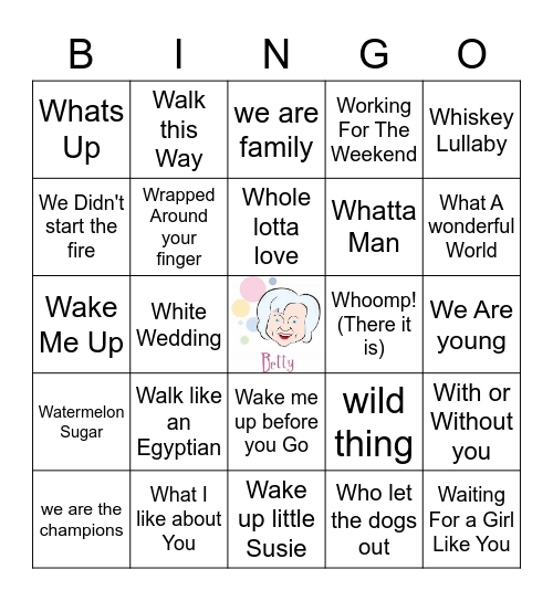 "W" Songs Bingo Card