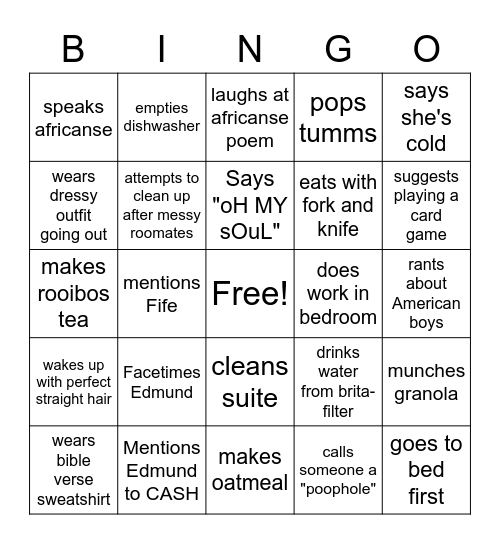 Carmie Bingo Card