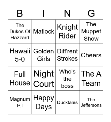 80s Tv Bingo Card