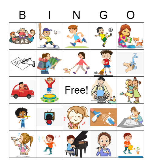 Gerunds Bingo Card