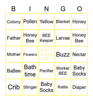 Honey BEE BINGO Card