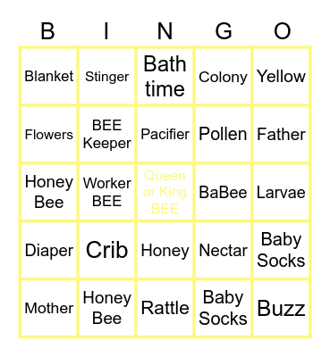 Honey BEE BINGO Card