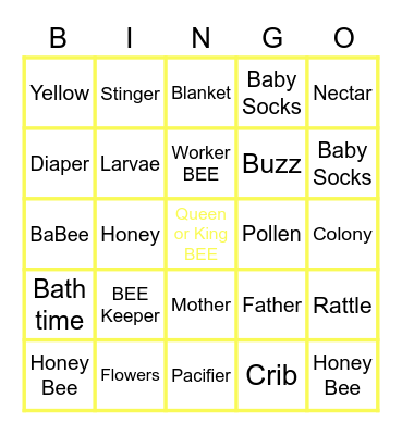 Honey BEE BINGO Card