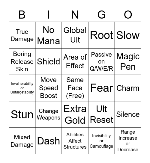 Zeri Release Bingo Card