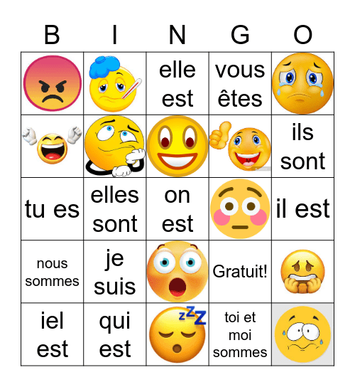 Être et les sentiments Bingo Card