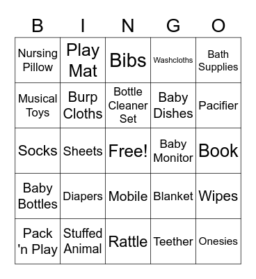 Baby Harris Bingo Card