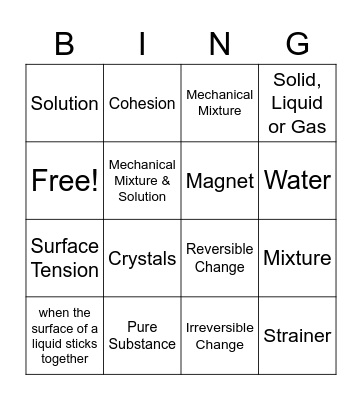 Classroom Chemistry Bingo Card